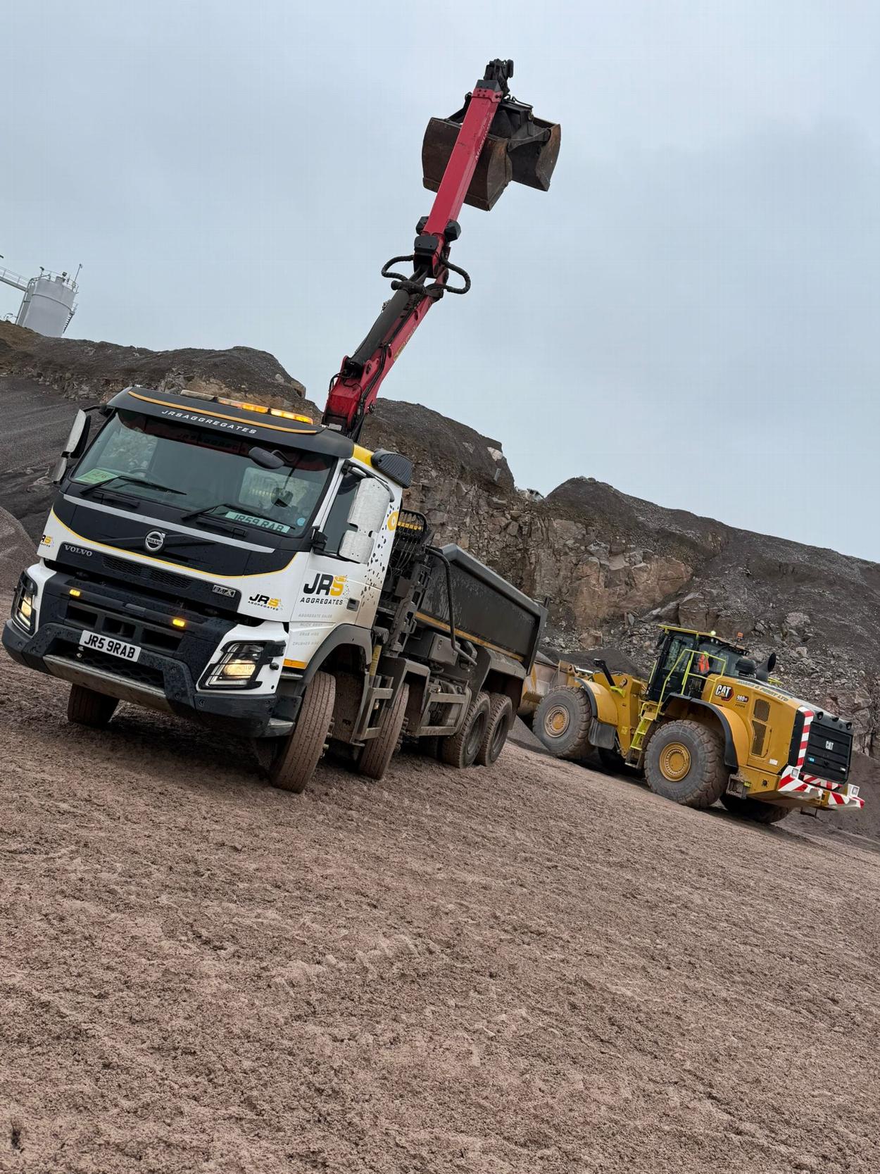 JRS aggregates Grab Lorry being loaded with Aggregates in quarry